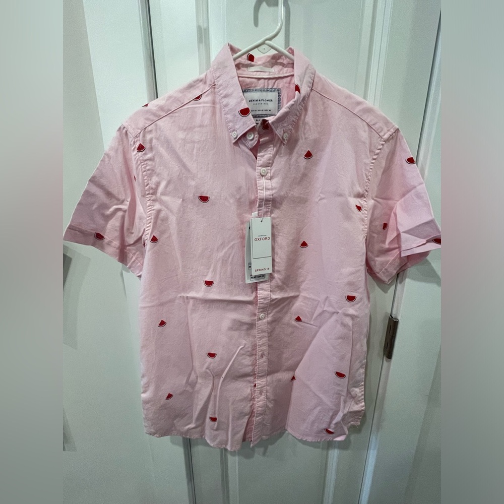 Men’s Pastel Pink Watermelon Button-down